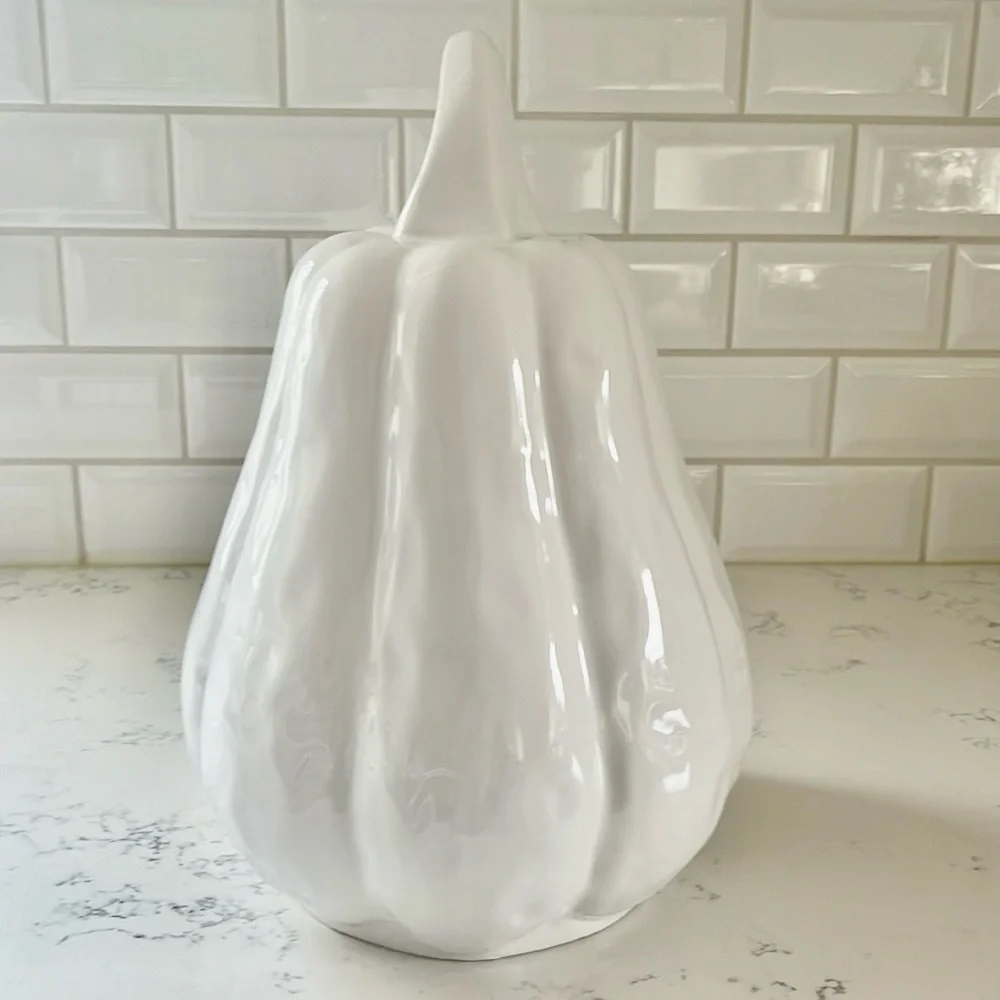 Crate&Barrel XLarge White Ceramic Gourd